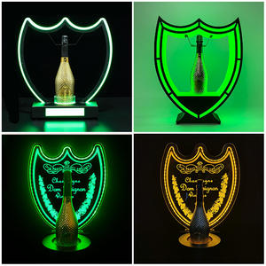 鉄製LEDライト付きワインスタンド＆ラック、シールド型のスペード型グリーンライト、ミニマリストモダンデザイン、バー＆KTV向け - Product Image 2