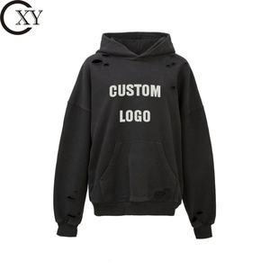 Sudadera unisex de rizo francés 420GSM 100% algodón con logotipo personalizado OEM sudadera de gran tamaño con serigrafía desgastada lavado ácido para mujer - Product Image 4