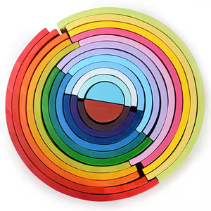 Blocs d'empilage en bois éducatifs Montessori Waldorf Grimms, blocs de peinture et de teinture arc-en-ciel, pyramide en bois <span class=keywords><strong>Grapat</strong></span>, construction d'un arc-en-ciel - Product Image 3