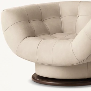 Silla giratoria de cuero para sala de estar, muebles interiores modernos de gama alta para el hogar - Product Image 3