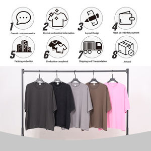 Camiseta de hombre de algodón puro, holgada, de corte cuadrado, con manga murciélago, estilo vintage, de 310 g, lavada, para verano - Product Image 5