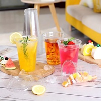 Internet Celebrity Bobo Cup Met Deksel Transparant Wegwerp Plastic Beker Voor Room Cake U-Vormige Fruitcontainer