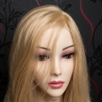 Toupee de Cabello Humano 100% Natural con Alineación de Cutículas 15A para Mujer, Base de Aspecto Natural, Cabello Humano Rubio Liso 100% Ruso