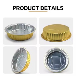 Conteneur alimentaire rond jetable en aluminium avec couvercle en plastique Emballage <span class=keywords><strong>de</strong></span> qualité alimentaire - Product Image 6
