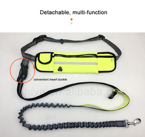 Elastik ayarlanabilir çift Bungee köpek tasmaları yastıklı bel su geçirmez çanta eller serbest köpek tasma koşu için - Product Image 4