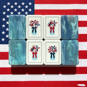 Juego de Fichas de Mahjong Americanas de Lujo Personalizadas con Diseño del Día de la Independencia, Tres Capas, Patrón de Mármol Azul, Estilo <span class=keywords><strong>Mac</strong></span> Miller - Product Image 5