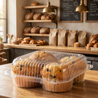 Boîtes d'emballage en plastique PET jetables de qualité alimentaire pour desserts, gâteaux, bonbons, biscuits, snacks avec couvercle, impression personnalisée