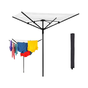 Heavy Duty 45m negro y gris rotatorio línea de lavado al aire libre tierra Spike cubierta plegable ropa Airer ABS organizador de ropa - Product Image 1