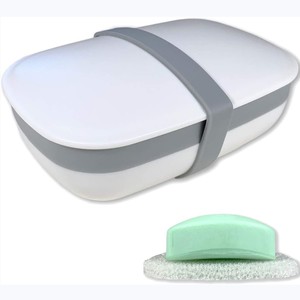 Boîte à savon <span class=keywords><strong>de</strong></span> voyage, porte-savon avec éponge et <span class=keywords><strong>bande</strong></span> en silicone, étanchéité forte - Product Image 1