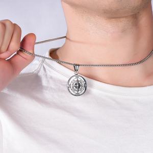 Men's Stainless Steel <b>Compass</b> Necklace With Gold Plating Personalised Male Jewellery Fashionable <b>Chain</b> Pendant <b>Compass</b> Pendants - Product Image 4