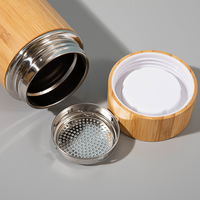 Botol Air Bambu Mikenda 500ML/17OZ Grosir, Botol Termos Bambu Alami dengan Isolasi Vakum Stainless Steel dan Infuser