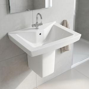 Juego de Lavabo con Pedestal Completo de Cerámica Premium Estilo Indio, Elegante Lavabo de Pie para Baño - Product Image 6