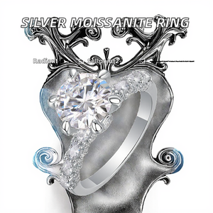 Bague de mariage cercle en argent sterling 925 SHOREA, design gratuit, moissanite VVS, sertissage 6 griffes, bague de fiançailles classique pour femme - Product Image 2