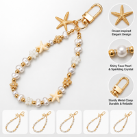 Porte-clés étoile de mer en alliage de zinc fait main avec perle, breloque de sac, pendentif, accessoire de sac à main, ornement suspendu, cadeau pour femme, prêt à expédier