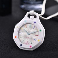 Montre de poche analogique à quartz de forme octogonale avec cordon en cuir pour femmes et hommes