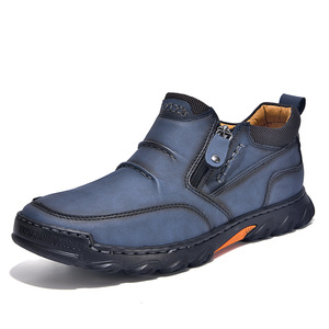 Mid <b>Top</b> Shoes Men Side Zipper Men Leather Shoes Wear-resistant <b>Walking</b> Shoes Thick Non-slip Outsole Fit For Outdoor Hiking - Product Image 2