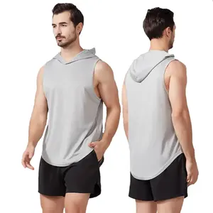 Outdoor Leisure Sports Running Fitness Tank Top Breathable Sports Hooded Vest Quick Dry Vest for Men
