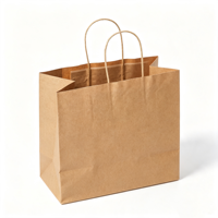 Sacs en papier kraft personnalisés avec poignées pour l'emballage alimentaire, les pâtisseries, les gâteaux à emporter, sacs cadeaux écologiques pour le café, le lait et le thé
