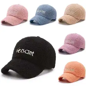 Diseñador personalizado peludo invierno lana deportes sombreros polar piel gorra de béisbol