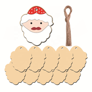 10 ชิ้น/ชุดของขวัญคริสต์มาสไม้ DIY งานฝีมือทำมือภาพวาดซานตาคลอสเกล็ดหิมะตกแต่งกระดานไม้ธรรมชาติสำหรับการวาดภาพ - Product Image 4