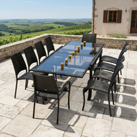Ensemble de table et chaises de bar extensibles en rotin léger Audu Alexander, série Rose Ocean Garden, mobilier d'extérieur résistant aux UV