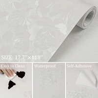 Stiker Dinding 3D Motif Bunga Timbul Perekat Sendiri Tebal Gaya Eropa untuk Furnitur Hotel Latar Belakang PVC Dekorasi Rumah Wallpaper Roll