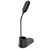 Lampe de table à chargement sans fil, lampe de bureau avec chargeur sans fil et porte-stylo