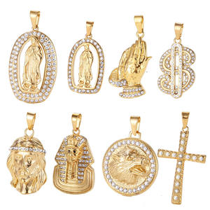<span class=keywords><strong>Pendentif</strong></span> <span class=keywords><strong>signe</strong></span> de dollar glacé pour homme, hip hop, pièce de jésus en diamant, vierge marie, breloque en acier inoxydable, or 18k, <span class=keywords><strong>pendentif</strong></span> de prière - Product Image 1