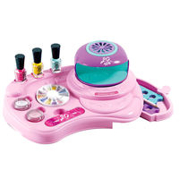 Mini machine à ongles de beauté en plastique pour filles, marque RS, jeu d'imitation DIY, ensemble de table de travail de simulation de maquillage et de vernis à ongles, 2 piles AA non incluses