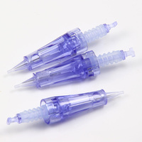 Cartouche d'aiguilles de tatouage pour sourcils à baïonnette bleue anti-reflux avec membrane pour maquillage permanent