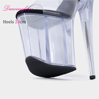 Nouveauté Sandales à talons très hauts en cristal PC sexy à plateforme, bout ouvert, chaussures de danse sur piquet pour femmes, chaussures de soirée