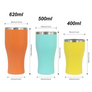 Gobelet Thermos en Forme de Taille pour Bière, Tasses Glacées Isothermes sous Vide 10oz 16oz 20oz 30oz, en Acier Inoxydable 304, avec Couvercle - Product Image 3