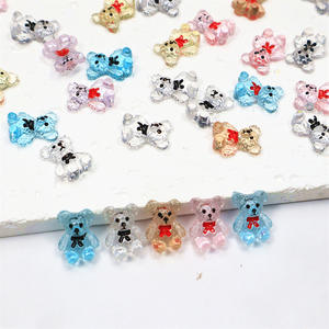 TSZS 20 pièces/sac Breloques d'ongles 3D Kawaii Mignonnes en forme d'ours avec nœud papillon, transparentes couleur <span class=keywords><strong>kaki</strong></span>, accessoires de résine pour nail art DIY - Product Image 3