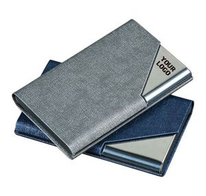Porte-cartes magnétique professionnel en métal avec pochette en cuir PU pour cartes de visite, cadeaux promotionnels personnalisés pour usage professionnel - Product Image 1