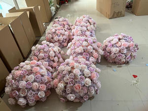 SF mor çiçek topu özelleştirilmiş mor çiçek topu centerpiece dekoratif ipek mor düğün çiçek düğün için en önemli parçalar - Product Image 4