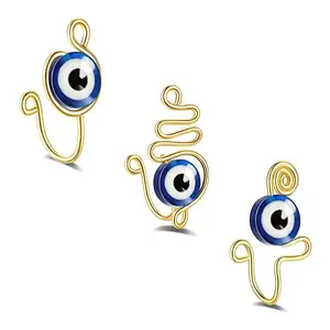 SC nuevo diseño Africana hecha a mano la nariz esposas no Piercing joyería de oro ajustable 3 uds diablo ojo Clip en la nariz anillos para las mujeres