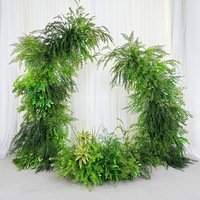 NINI Factory Arche florale en tissu de soie vert avec roses et hortensias artificiels, pour aménagement de mariage en extérieur, décoration de porte, Saint-Valentin