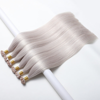 # Extensions de cheveux blond cendré argenté 60C à pointe K, pré-collées à la kératine, à pointe plate, 100% cheveux humains Remy, double épaisseur, qualité salon, vente en gros
