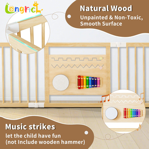 Parc pour bébé avec barrière, parc pour bébé en bois, aire de jeu pour bébé avec perles acryliques colorées, clôture pour bébé, aire de jeu avec ventouses - Product Image 6