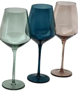 Bicchieri da vino colorati, 16.5oz (Set di 6) bicchiere multicolore con stelo-ottimo per tutti i tipi di vino e occasioni