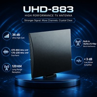 Antenne TV numérique intérieure/extérieure amplifiée à gain élevé UHD-883 avec filtre 5G LTE compatible DVB-T2 ATSC ISDB-T