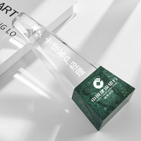 Trophée en marbre écologique, plaque globe en cristal, récompense personnalisée en verre vert, trophée en acrylique en gros