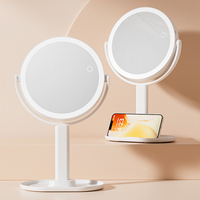 Espejo Cosmético de Doble Cara para Viaje, con Soporte Giratorio de 360 Grados, Logotipo Personalizado y Luces con Función de Aumento