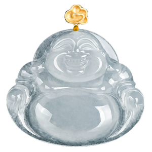 Pendentif Bouddha Maitreya en jade naturel du Myanmar véritable, en or 18 carats, pendentif en jade de qualité supérieure pour femmes - Product Image 1