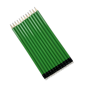Ensemble de 12 crayons en bois hexagonaux verts de 7,5 pouces avec <span class=keywords><strong>gomme</strong></span>, logo et emballage personnalisables, vente directe d'usine - Product Image 1