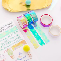 Ruban décoratif arc-en-ciel irisé, ruban adhésif holographique translucide pour scrapbooking, journalisation, emballage cadeau et bricolage
