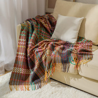 Couverture de canapé, couverture climatisée, drap de lit tissé style ethnique ondulé, serviette de canapé, nappe et couverture