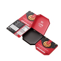 Pochettes à pizza pliables personnalisées en carton ondulé noir, jetables et recyclables, conformes aux normes alimentaires, avec votre propre logo et finition mate (OEM)