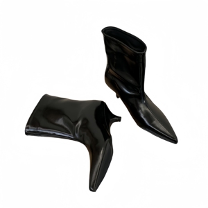 Botas de Tobillo Puntiagudas de Moda Europea y Americana 2024, Botas Anchas con Plataforma Elegantes y Sencillas, Botas de Color Sólido que Combinan con Todo - Product Image 5