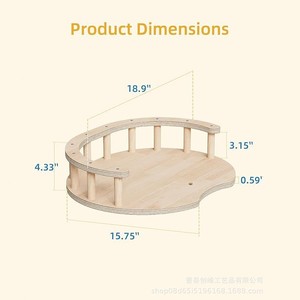 Plataforma de madera maciza para gatos con valla, diseño integrado de cama para gatos, postes de sisal resistentes al desgaste, área de descanso para mascotas. - Product Image 4